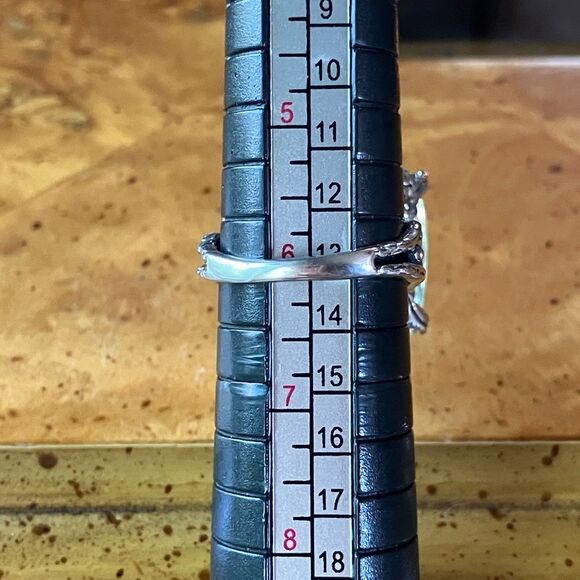 Artistic Prasiolite Green Amethyst Sterling Silver Butterfly Ring Size 6 - Picture 8 of 9